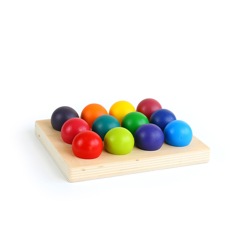 Montessori 12 krāsu šķirošanas varavīksnes bumbiņu bērnu agrīnās izglītības izglītojošā krāsu kognitīvā saskaņošanas tāfele bērnu radošās intelekta rotaļlietas