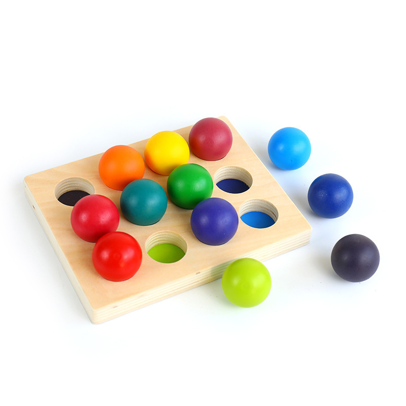 Montessori 12 krāsu šķirošanas varavīksnes bumbiņu bērnu agrīnās izglītības izglītojošā krāsu kognitīvā saskaņošanas tāfele bērnu radošās intelekta rotaļlietas