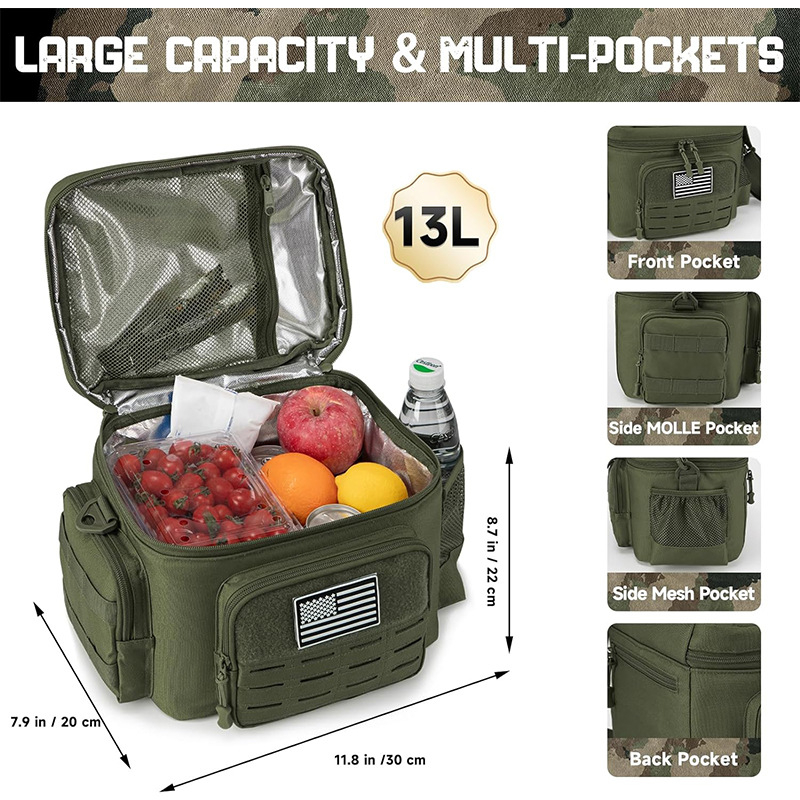 Guangdžou gamyklos kamufliažinis izoliuotas krepšys, didelės talpos lauko pikniko nepralaidus pietų dėžutės krepšys, biuro darbuotojo pietų krepšys „Bento“