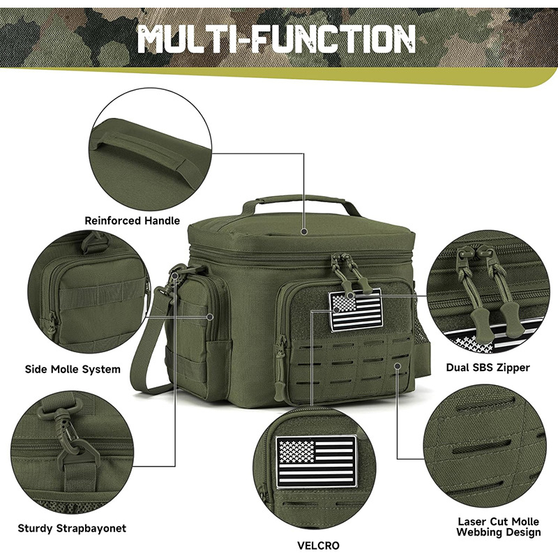 Guangdžou gamyklos kamufliažinis izoliuotas krepšys, didelės talpos lauko pikniko nepralaidus pietų dėžutės krepšys, biuro darbuotojo pietų krepšys „Bento“