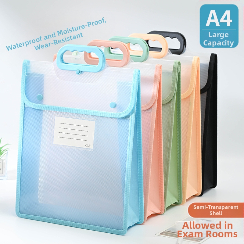 Permatomas dokumentų krepšys, vandeniui atsparus PP užsegimo maišelis, mokinių testų popierinis maišelis, didelės talpos A4 formato informacinis krepšys, rankinė, mokomoji rankinė