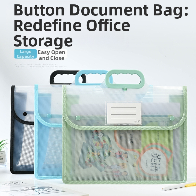 Permatomas dokumentų krepšys, vandeniui atsparus PP užsegimo maišelis, mokinių testų popierinis maišelis, didelės talpos A4 formato informacinis krepšys, rankinė, mokomoji rankinė