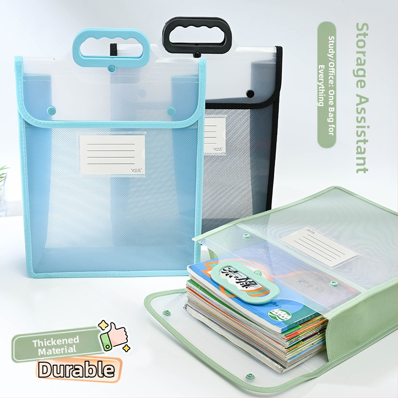 Permatomas dokumentų krepšys, vandeniui atsparus PP užsegimo maišelis, mokinių testų popierinis maišelis, didelės talpos A4 formato informacinis krepšys, rankinė, mokomoji rankinė