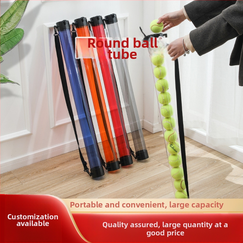 Цветна прозрачна пластмасова кръгла тръба за топки, удължена тръба за топки, инструмент за събиране на тенис топки, кошница за топки, кошница за топки, кофа за топки