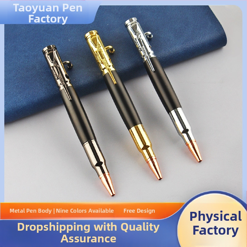 Laos hulgimüügis imitatsiooniga püstolpliiats, multifunktsionaalne logoga metallist pressitud pastapliiats, poltpliiats, vahetatav geelpliiats