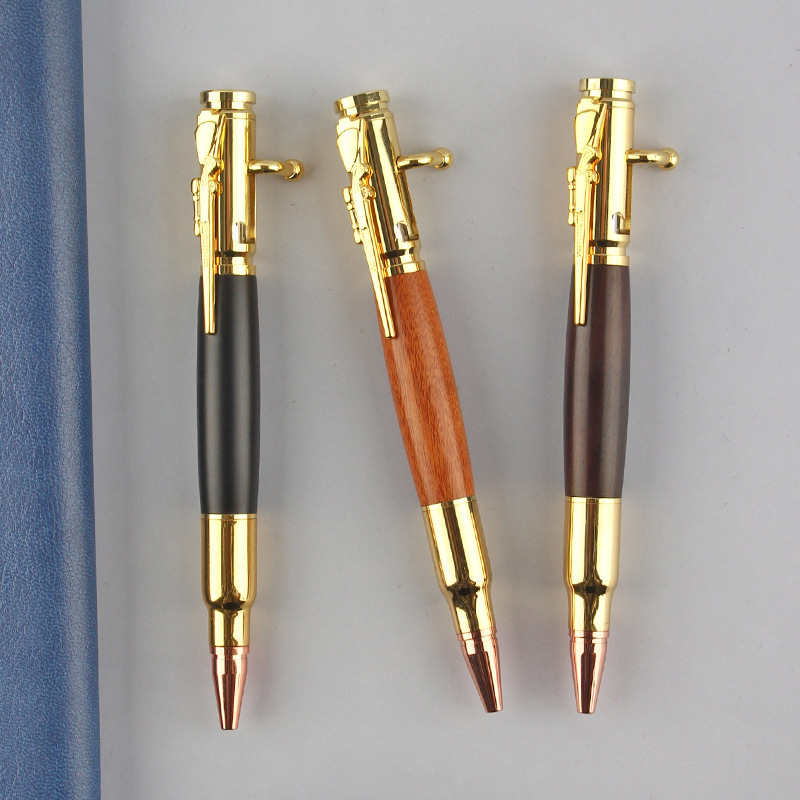 Laos hulgimüügis imitatsiooniga püstolpliiats, multifunktsionaalne logoga metallist pressitud pastapliiats, poltpliiats, vahetatav geelpliiats