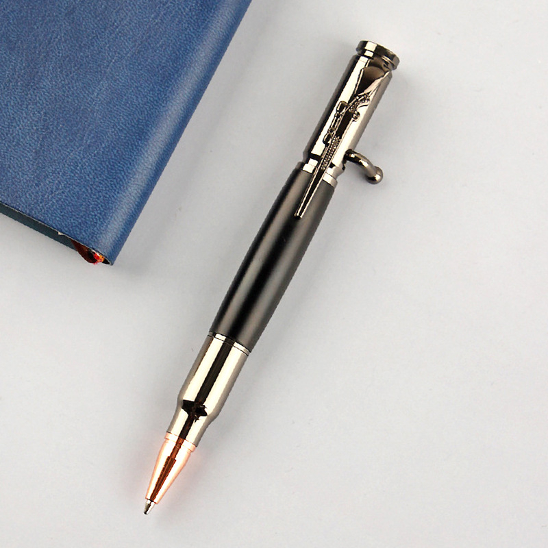 Laos hulgimüügis imitatsiooniga püstolpliiats, multifunktsionaalne logoga metallist pressitud pastapliiats, poltpliiats, vahetatav geelpliiats