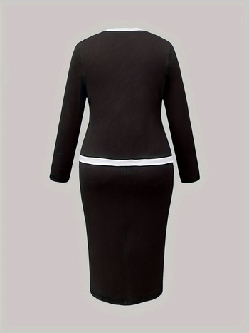 Euroopa ja Ameerika piiriülene uus pluss-suuruses naiste mood, seksikas, mugav, vabaaja, lihtne ja mitmekülgne kaheosaline pikk seelikkleit