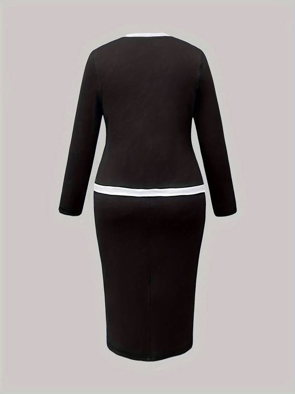 Euroopa ja Ameerika piiriülene uus pluss-suuruses naiste mood, seksikas, mugav, vabaaja, lihtne ja mitmekülgne kaheosaline pikk seelikkleit