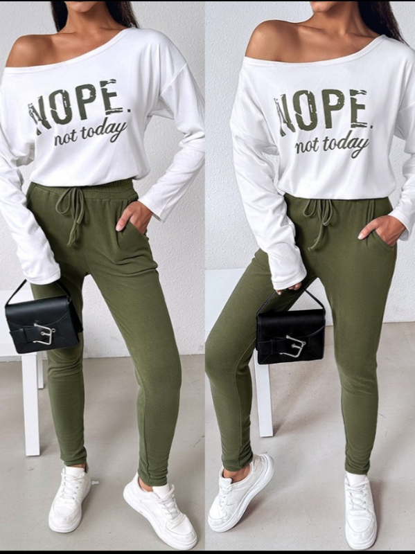 2024. aasta uus moodne naisterõivaste Amazon AliExpressi sõltumatu jaama kuum kontrastvärvi kaldus õlaga vabaaja ülikond