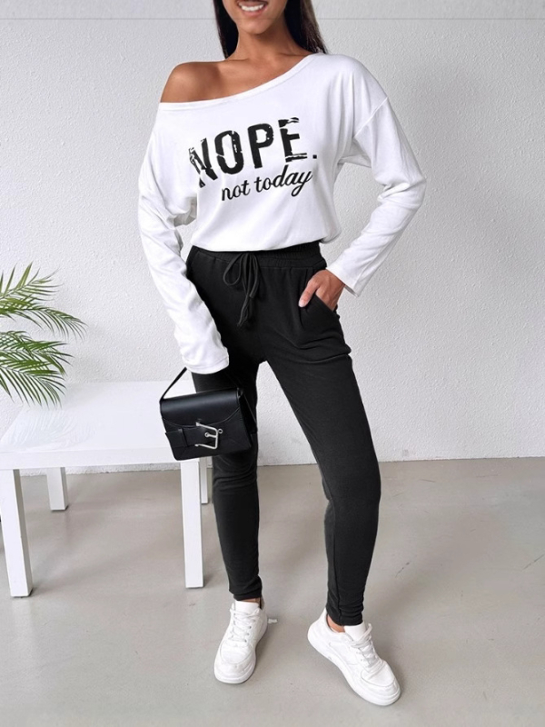 2024. aasta uus moodne naisterõivaste Amazon AliExpressi sõltumatu jaama kuum kontrastvärvi kaldus õlaga vabaaja ülikond