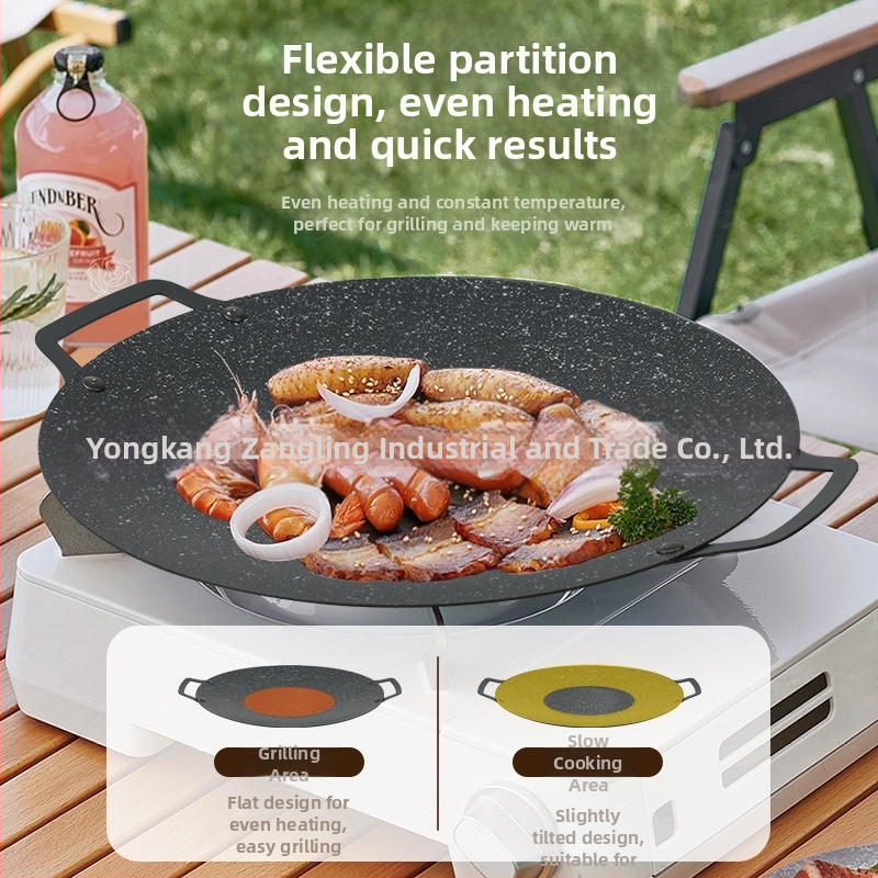 Директни продажби Корейска плоча за барбекю Maifan каменна плоча за барбекю на открито къмпинг тепаняки незалепващ тиган картонена печка на едро