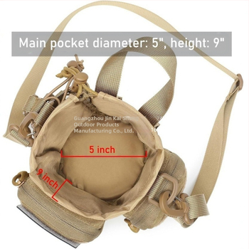 Taktikaline käekott veepudelikoti jaoks, reguleeritava õlarihmaga Oxfordi riidest kott, isoleeritud, veekindel ja kulumiskindel veepudelikott