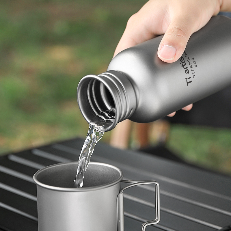 Titano puodelis lauko gryno titano sportinis vandens butelis kempingui dviračių vandens butelis kelioninis metalinis geriamasis indas nešiojamas vandens puodelis titano puodelis