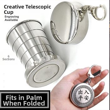 Kūrybingas sulankstomas vandens puodelis, nešiojamas, sulankstomas puodelis, nerūdijančio plieno, kuriame telpa verdantis vanduo, ištraukiamas kelioninis suspaudimo puodelis, atsparus aukštai temperatūrai