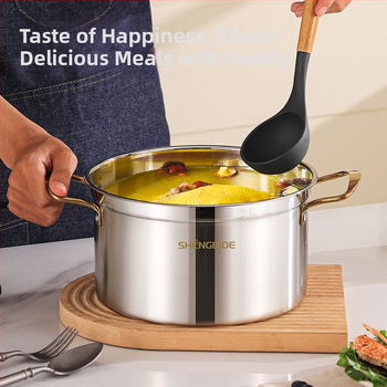 Διασυνοριακή κατσαρόλα σούπας Binaural από ανοξείδωτο ατσάλι, πυκνή κατσαρόλα οικιακής χρήσης, πλήρες σετ 6 δοχείων δώρου SHENGBIDE