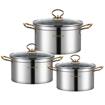 Διασυνοριακή κατσαρόλα σούπας Binaural από ανοξείδωτο ατσάλι, πυκνή κατσαρόλα οικιακής χρήσης, πλήρες σετ 6 δοχείων δώρου SHENGBIDE