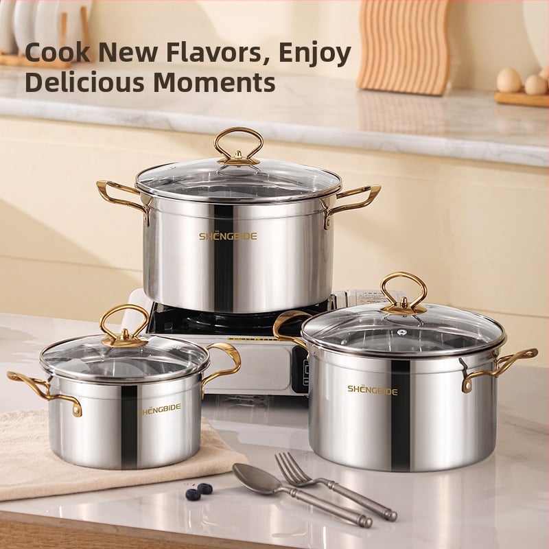 Tarpvalstybinis binauralinis sriubos puodas iš nerūdijančio plieno, sutirštintas buitinis troškinys, pilnas komplektas, 6 puodelių rinkinys, dovana SHENGBIDE