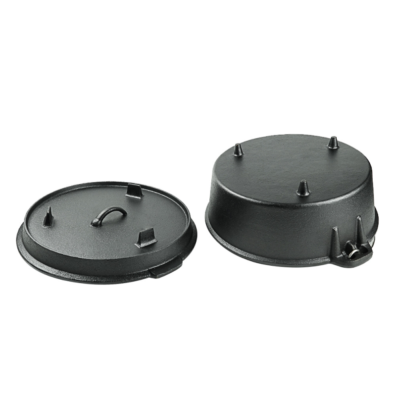 Nepriklausomo prekės ženklo lauko ketaus stovyklavimo puodas, olandiškas puodas, sutirštintas nepadengtas pakabinamas puodas, troškintuvas, sriubos puodas, iškylos puodas, troškintuvas