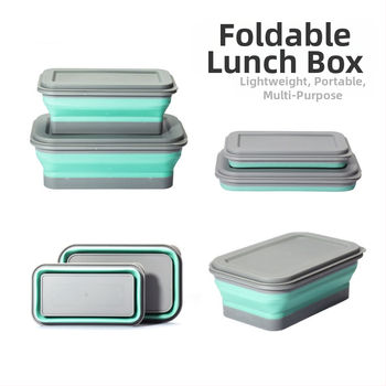 Многофункционална преносима сгъваема купа с два комплекта, кутия за обяд за пътуване, пикник, домашен офис, детска купа