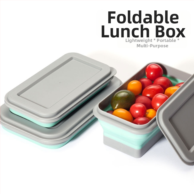 Многофункционална преносима сгъваема купа с два комплекта, кутия за обяд за пътуване, пикник, домашен офис, детска купа