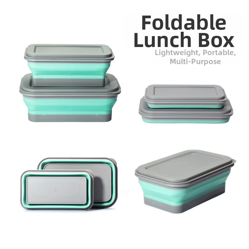 Многофункционална преносима сгъваема купа с два комплекта, кутия за обяд за пътуване, пикник, домашен офис, детска купа