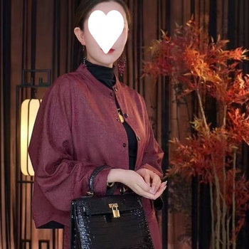 Κοντό παλτό κινέζικου στιλ 2025, νέο παλτό μέσης ηλικίας από αρωματικό νήμα σύννεφων κινέζικου στιλ, τοπ διπλής όψης με στρογγυλή λαιμόκοψη για τη μητέρα