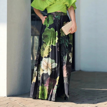 Γυναικείο κοστούμι με τυπωμένα μανίκια πέντε τετάρτων, 2025, ευρωπαϊκής και αμερικανικής Amazon Cross-Border Export, με V-λαιμόκοψη και σκίσιμο, σε μαύρο χρώμα.