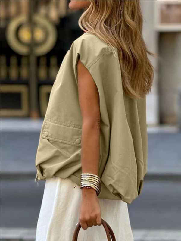 2025. aasta Euroopa ja Ameerika Amazoni uued piiriülesed moerõivad naistele, ümara kaelusega lukuga vest, lühike esiosa ja pikad voldid tagaosas