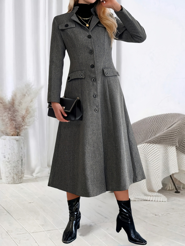 Amazoni Euroopa ja Ameerika piiriülene elegantne pluss-suuruses naiste hall keskmise pikkusega villane jakk-seelik - moodne kaherealine