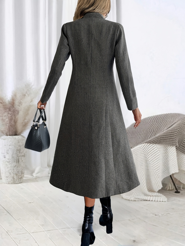 Amazoni Euroopa ja Ameerika piiriülene elegantne pluss-suuruses naiste hall keskmise pikkusega villane jakk-seelik - moodne kaherealine