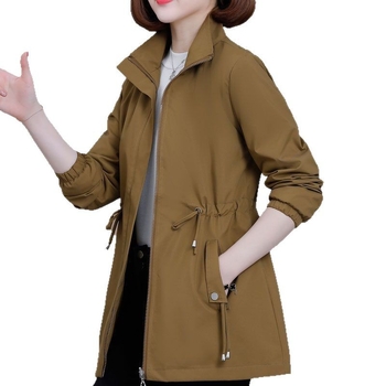 Γυναικείο trench coat με μακριά μανίκια, μεσήλικας, 2025, νέο, κουκούλα, μεσήλικας, για μητέρες, μεγάλα μεγέθη, άνοιξη και φθινόπωρο.