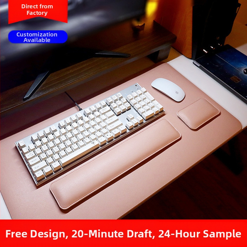 Подложка за мишка от естествена кожа, с твърд цвят, изключително голяма, мека, за китката, за клавиатура, за почиване на ръце, за компютърно бюро