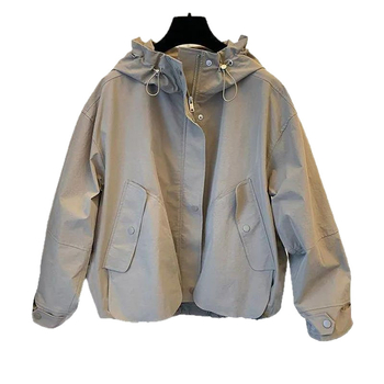 [Υλικό πολυεστέρα] Νέο design 2025 casual trench coat με χαλαρές ραφές και μεγάλες τσέπες με φερμουάρ, κοντό παλτό, μικρό