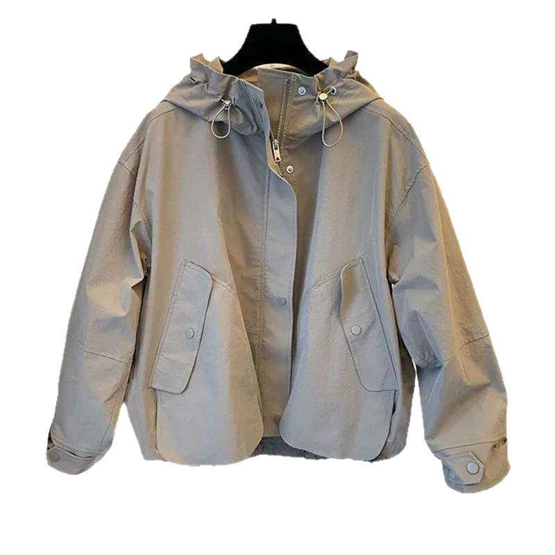 [Polüestermaterjal] 2025. aasta uue disainiga vabaaja lahtiste õmblustega suure taskuga lukuga trenšmantel, lühike mantel, väike