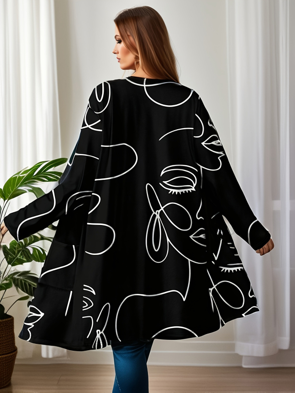 Pārrobežu Amazon Eiropas un Amerikas modes eleganta bezpogām vidēja garuma liela izmēra ikdienas kardiganjaka