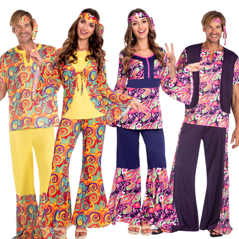 Disko paaridele mõeldud rõivad, retro Euroopa ja Ameerika 70ndate meeste ja naiste hipi balli esinemisrõivad, lavakosmeetika esinemisrõivad