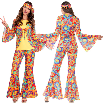 Disko paaridele mõeldud rõivad, retro Euroopa ja Ameerika 70ndate meeste ja naiste hipi balli esinemisrõivad, lavakosmeetika esinemisrõivad