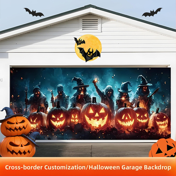 Piiriülene uus halloweeni garaaži taustkangas õuduspeo kaunistus garaaži bänneri registreerimisatmosfääri seinakangas