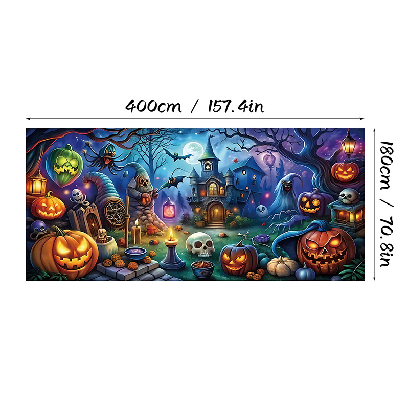 Piiriülene uus halloweeni garaaži taustkangas õuduspeo kaunistus garaaži bänneri registreerimisatmosfääri seinakangas