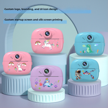 Pielāgojama bērnu drukas kamera ar divām kamerām, rotaļlietu momentuzņēmuma kamera, digitālā kamera ar CCD, pārnēsājama ar diviem objektīviem