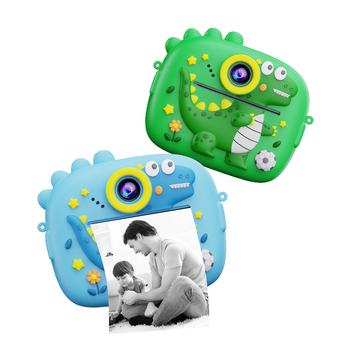 Pielāgojama bērnu drukas kamera ar divām kamerām, rotaļlietu momentuzņēmuma kamera, digitālā kamera ar CCD, pārnēsājama ar diviem objektīviem