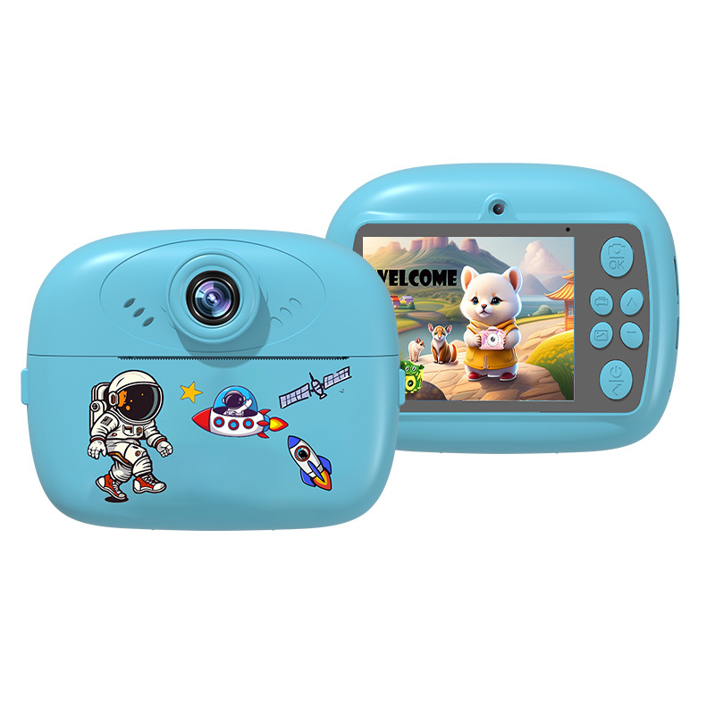 Pielāgojama bērnu drukas kamera ar divām kamerām, rotaļlietu momentuzņēmuma kamera, digitālā kamera ar CCD, pārnēsājama ar diviem objektīviem