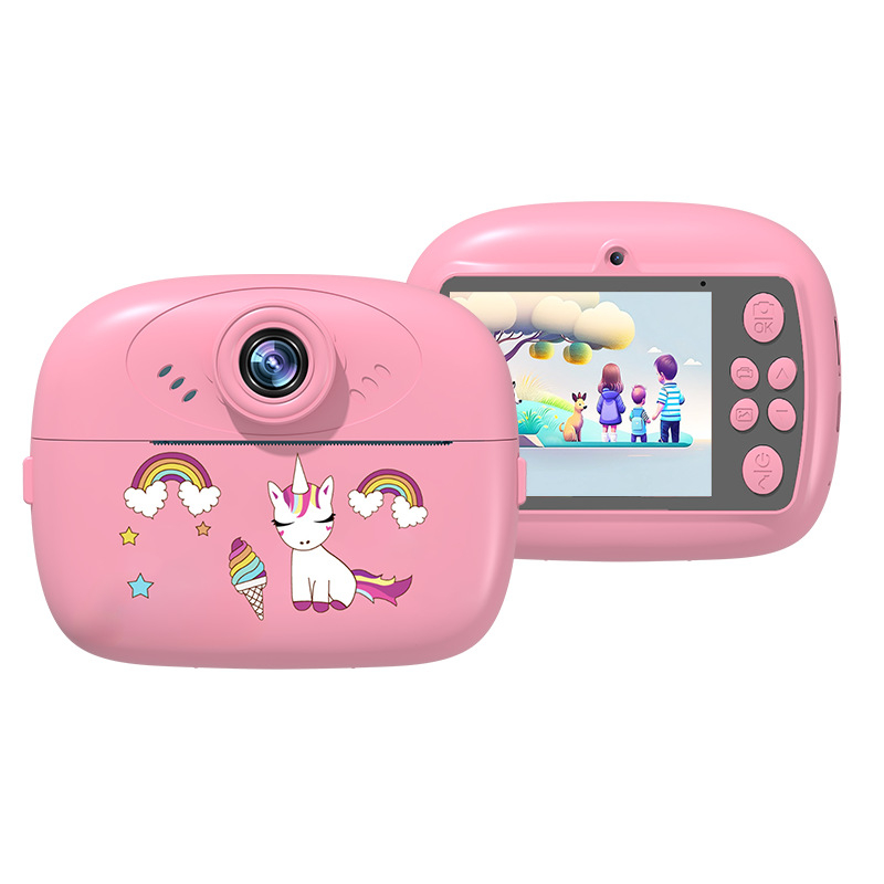 Pielāgojama bērnu drukas kamera ar divām kamerām, rotaļlietu momentuzņēmuma kamera, digitālā kamera ar CCD, pārnēsājama ar diviem objektīviem