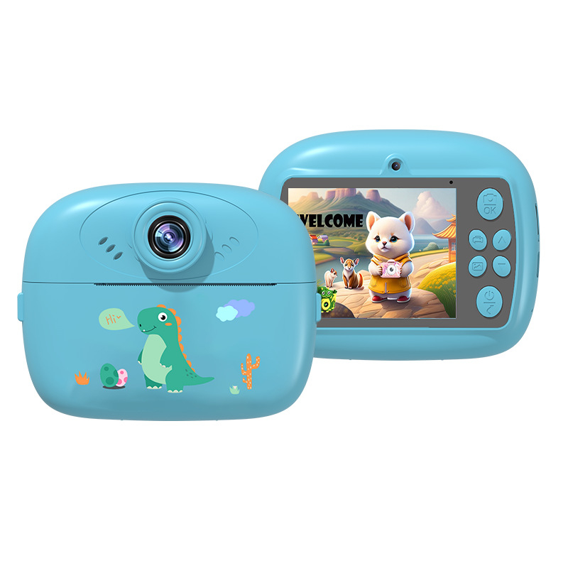 Pielāgojama bērnu drukas kamera ar divām kamerām, rotaļlietu momentuzņēmuma kamera, digitālā kamera ar CCD, pārnēsājama ar diviem objektīviem