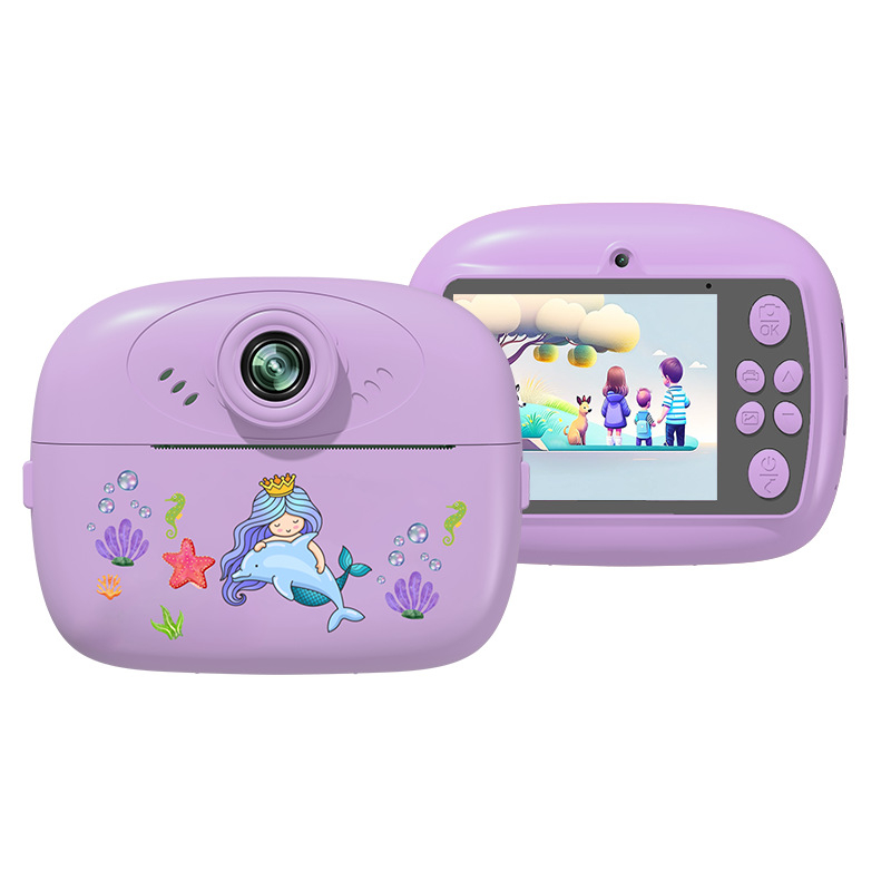Pielāgojama bērnu drukas kamera ar divām kamerām, rotaļlietu momentuzņēmuma kamera, digitālā kamera ar CCD, pārnēsājama ar diviem objektīviem