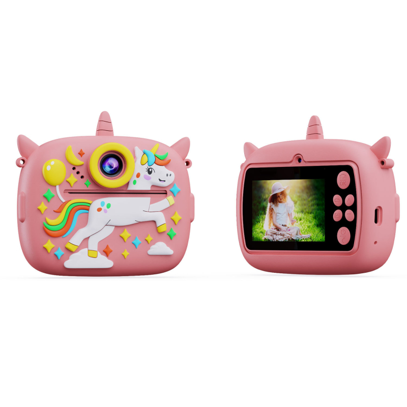 Pielāgojama bērnu drukas kamera ar divām kamerām, rotaļlietu momentuzņēmuma kamera, digitālā kamera ar CCD, pārnēsājama ar diviem objektīviem
