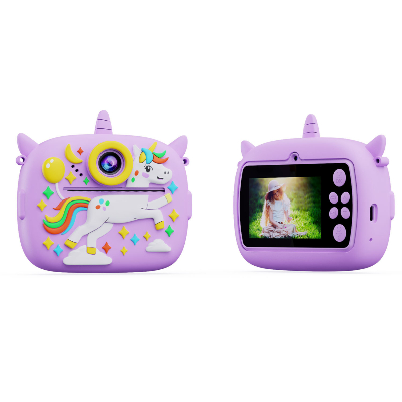Pielāgojama bērnu drukas kamera ar divām kamerām, rotaļlietu momentuzņēmuma kamera, digitālā kamera ar CCD, pārnēsājama ar diviem objektīviem