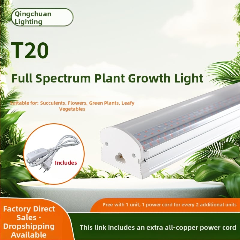 Lampă de creștere a plantelor T20 cu spectru complet, lampă suculentă, lumină suplimentară pentru plante verzi, lampă de creștere a plantelor cu LED-uri