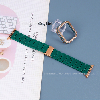 Κατάλληλο για Apple Watch9 Apple Resin Strap + Θήκη Υπολογιστή Diamond Two-Color για iWatch, Σετ Όλα σε Ένα